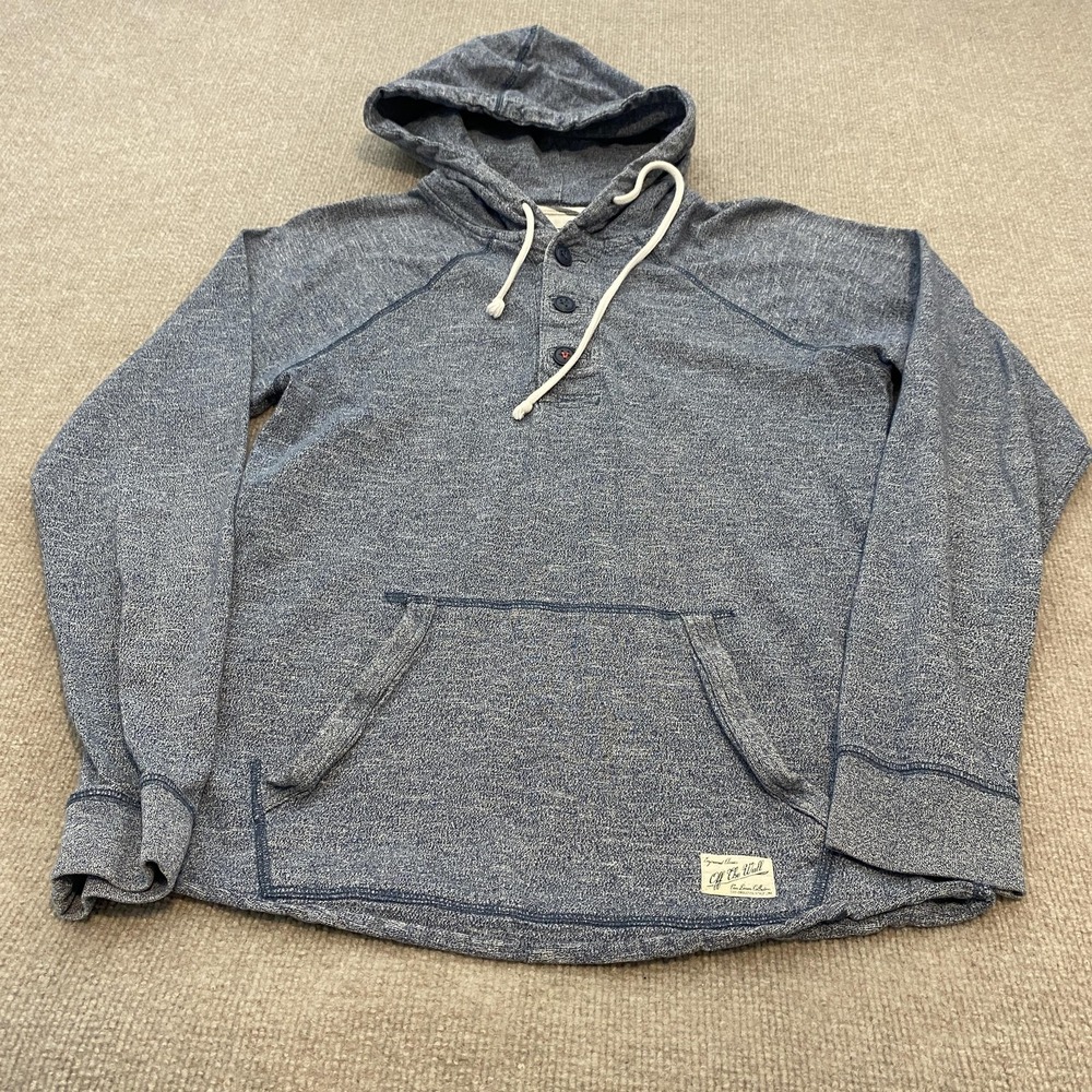 Vans Hoodie Mens Medium Blue Henley Pullover Lightweight Jersey Kangaroo Pocket